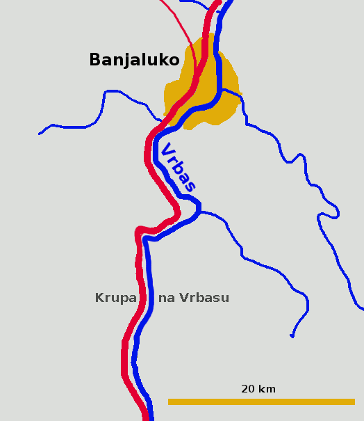 Krupa situas 20 km sude de Banjaluko.