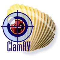 la emblemo de Clam-AV montras konkon (angle: <i>clam</i>)