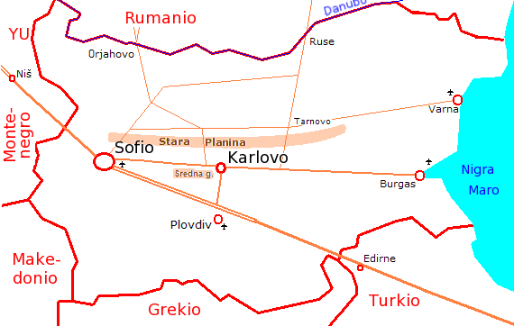 Karlovo situas en Bulgario oriente de Sofio