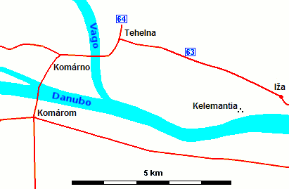 Kelemantia situis norde de Danubo, oriente de la enfluo de Vago